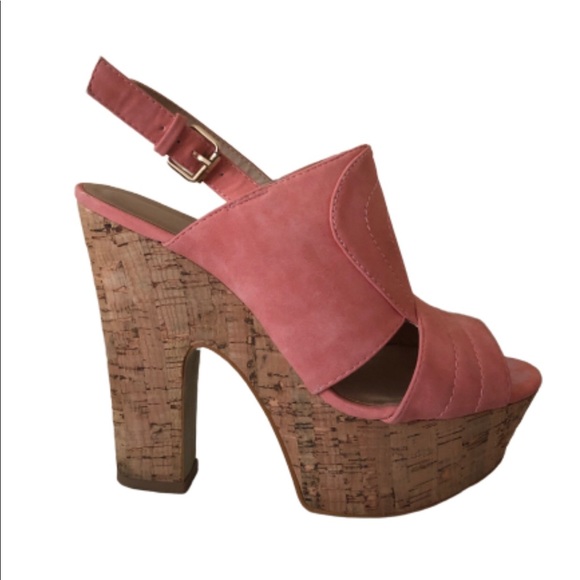 Shoe Dazzle Wedge Sandals Size 8 Pink Wedge - Picture 2 of 4